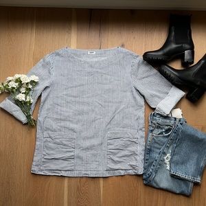 L'Agence Stripped Woven Top - Size 8